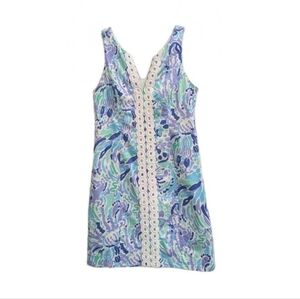 Lilly Pulitzer Ryder Lilly's Lilac Nice Ink Lace Front Shift Dress Size 2 Resort